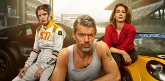 Luca Argentero e Giulia Michelini nel poster della serie Motorvalley.