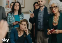 In foto i protagonisti dell'episodio I Delitti del BarLume: Il matrimonio di Pasquali.