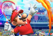 In foto Mario nel videogame Mario Tennis Fever.