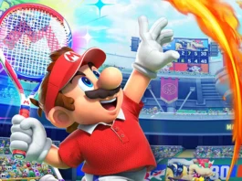 In foto Mario nel videogame Mario Tennis Fever.