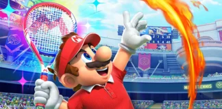 In foto Mario nel videogame Mario Tennis Fever.