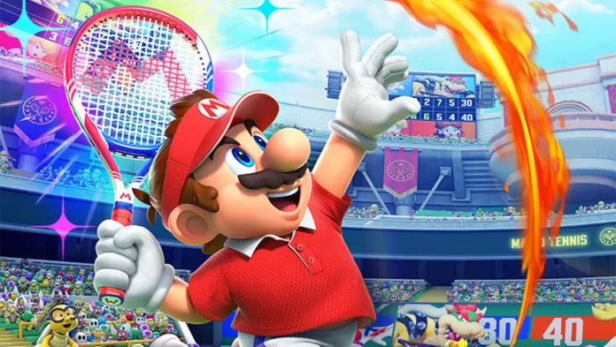 In foto Mario nel videogame Mario Tennis Fever.