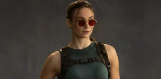 Sophie Turner nella serie Prime Video Tomb Raider.