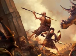 Una illustrazione del videogioco God of War: Sons of Sparta.