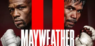 Il poster del rematch Mayweather vs Pacquiao.
