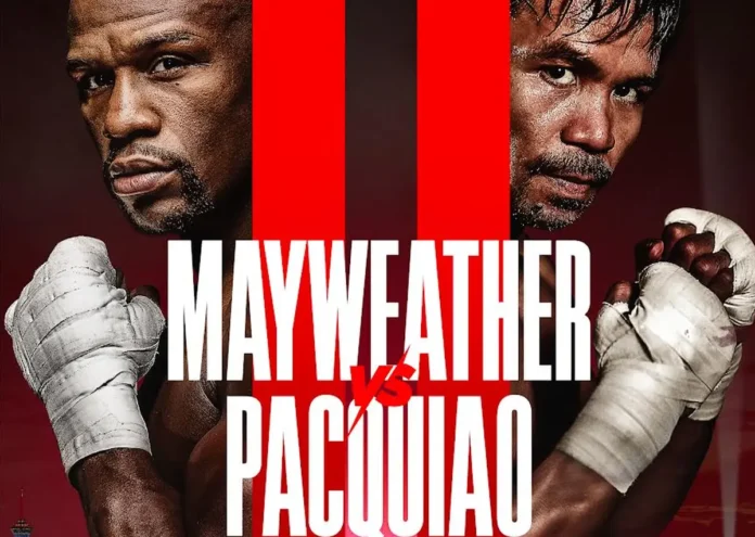 Il poster del rematch Mayweather vs Pacquiao.
