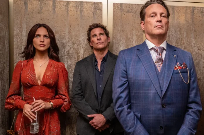 Vince Vaughn, James Marsden ed Eiza González nel film Mike & Nick & Nick & Alice.