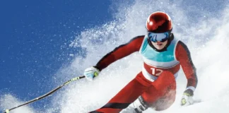 Il poster della serie Disney+ On the Edge: World Cup Ski Racing.