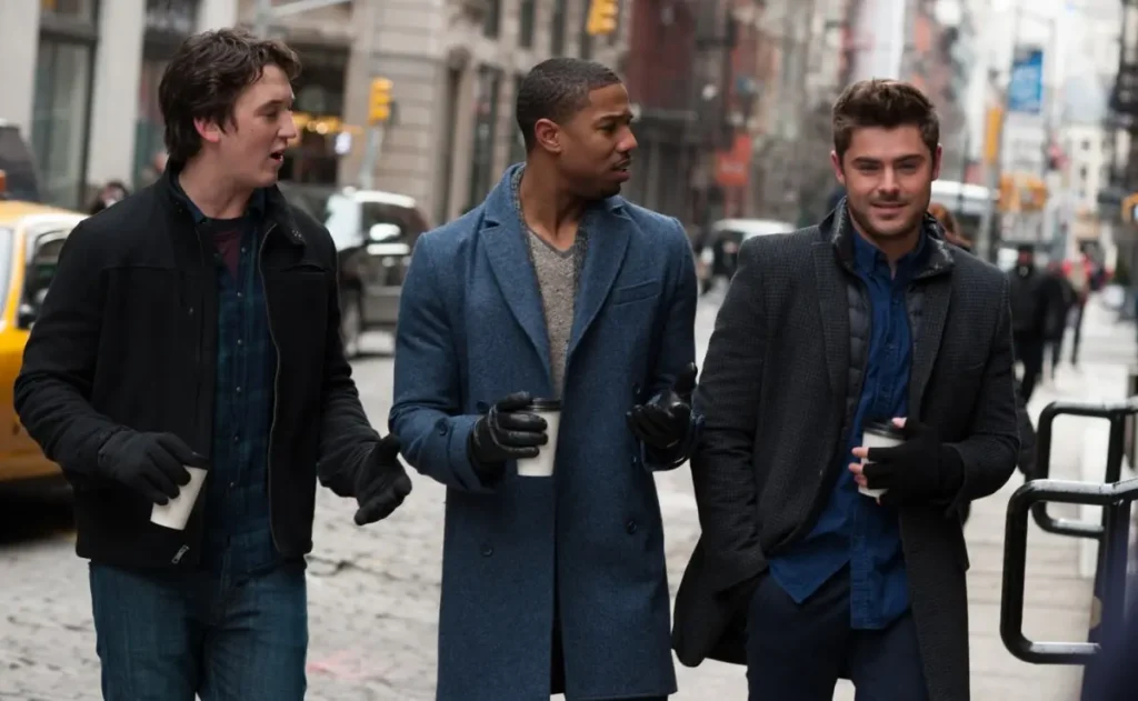 Miles Teller, Zac Efron e Michael B. Jordan nel film Quel momento imbarazzante.