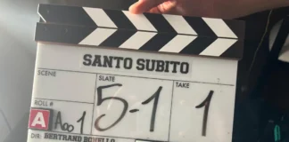 In foto il ciak del film Santo Subito!