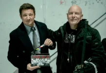 Jeremy Renner durante le riprese della stagione 5 di Mayor fo Kingstown.