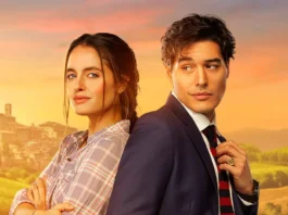 Matilde Gioli e Cristiano Caccamo nel poster del film Non è un paese per single.
