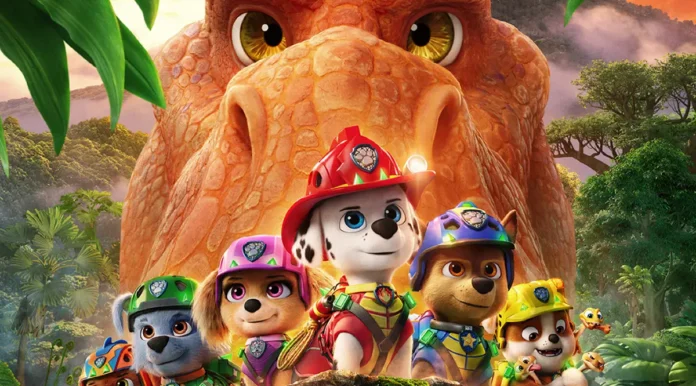 In foto i famosi cuccioli Paw Patrol nel film PAW Patrol – Missione Dinosauri.
