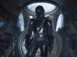 In foto il Mandaloriano nel film Star Wars: The Mandalorian and Grogu.