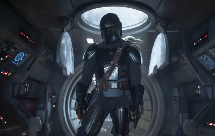 In foto il Mandaloriano nel film Star Wars: The Mandalorian and Grogu.
