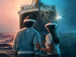 La key-art dell'evento in realtà virtuale Titanic: un viaggio nel tempo.
