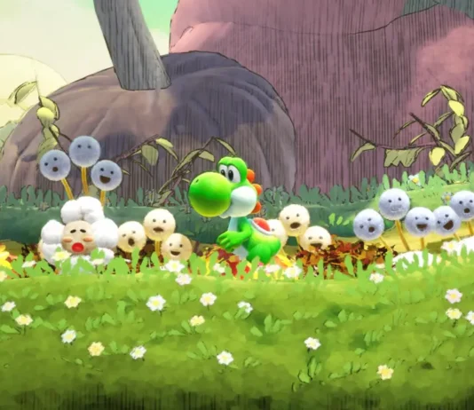 Il dinosauro Yoshi nel gioco Switch 2 Yoshi and the Mysterious Book.