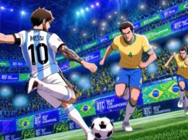 La key-art del gioco di calcio arcade Beat the Champions.