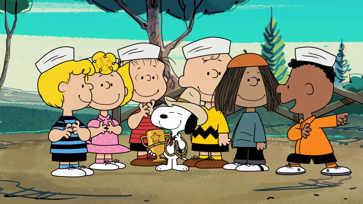 Una scena dalla serie Apple TV In campeggio con Snoopy.
