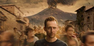 Tom Hiddleston nel poster della serie Pompei: Fuori dal Tempo con Tom Hiddleston.