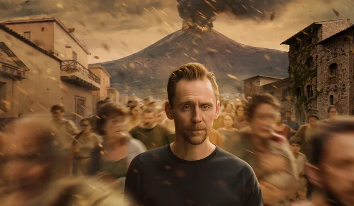Tom Hiddleston nel poster della serie Pompei: Fuori dal Tempo con Tom Hiddleston.