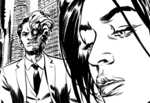 La locandina della mostra Spade e pallottole: I conflitti identitari nei fumetti di John Ridley.