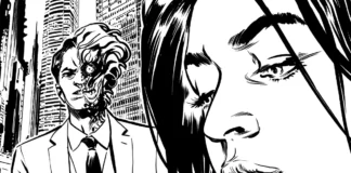 La locandina della mostra Spade e pallottole: I conflitti identitari nei fumetti di John Ridley.
