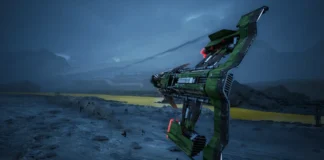 Un veicolo spaziale nel gioco di corse Star Wars: Galactic Racer.