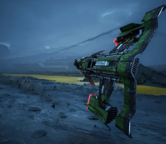 Un veicolo spaziale nel gioco di corse Star Wars: Galactic Racer.