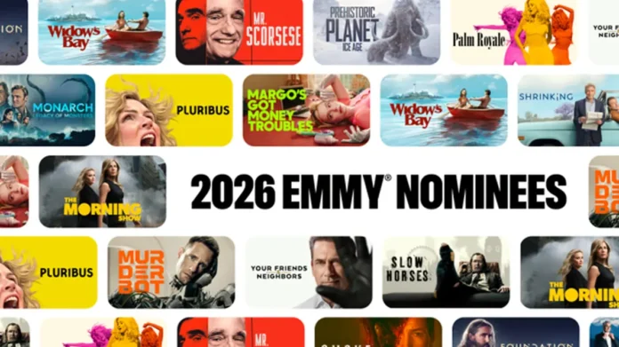 In foto le key-art delle serie Apple TV nominate agli Emmy 2026.