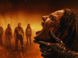 In foto la protagonista del film La casa - Il rogo del male nel poster ufficiale.