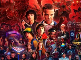 Il poster che celebra il decimo anniversario di Stranger Things.