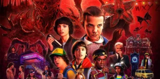 Il poster che celebra il decimo anniversario di Stranger Things.