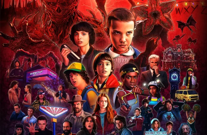 Il poster che celebra il decimo anniversario di Stranger Things.