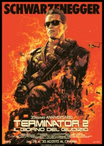 Il poster dell'edizione in 4K del film Terminator 2: il giorno del giudizio.