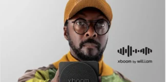 Il cantante will.i.am nella pubblicità dello speaker LG xboom Mini.
