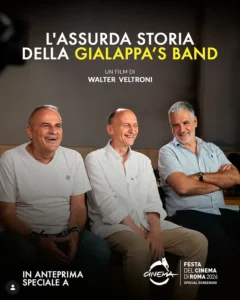 Il poster provvisorio del film L’assurda storia della Gialappa’s Band.