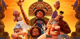 Asterix e Obelix in una immagine tratta dal poster del film Asterix e il Regno di Nubia.