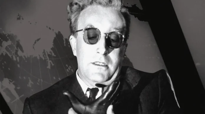 Peter Sellers nel poster del film Il dottor Stranamore.