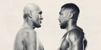 Il poster del match di boxe tra Tyson Fury e Anthony Joshua trasmesso su Netflix.