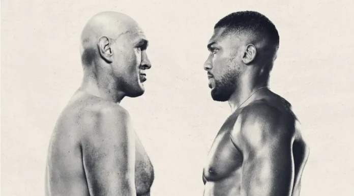 Fury.joshua.netflix.cover Il poster del match di boxe tra Tyson Fury e Anthony Joshua trasmesso su Netflix.