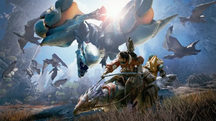 Monster.hunter.ascendance.cover La key-art del videogioco Monster Hunter Wilds: Ascendance.