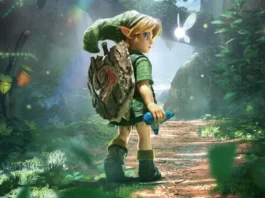 Link nella key-art del videogioco The Legend of Zelda: Ocarina of Time.