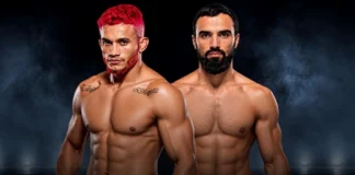 In foto i lottatori di MMA Khusein Askhabov e Reinaldo Ekson Oliveira.